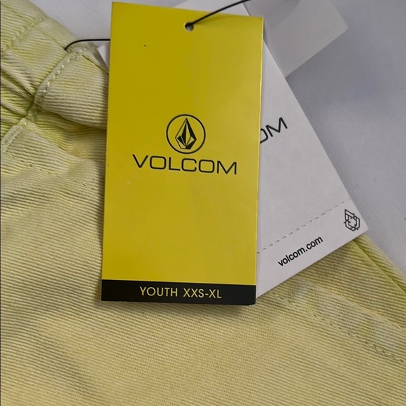Volcom Yellow Jean Shorts with Frayed Hem - Picture 3 of 10